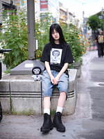 ア ベイシング エイプ×コム デ ギャルソンのロゴTシャツや
