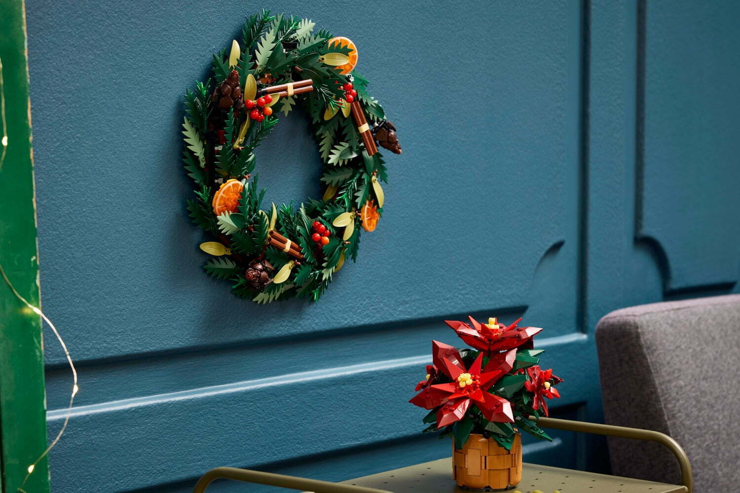 ボタニカル｜まるで本物！「大人レゴ」の“もみの木×フルーツ”クリスマスリース、ポインセチア鉢も