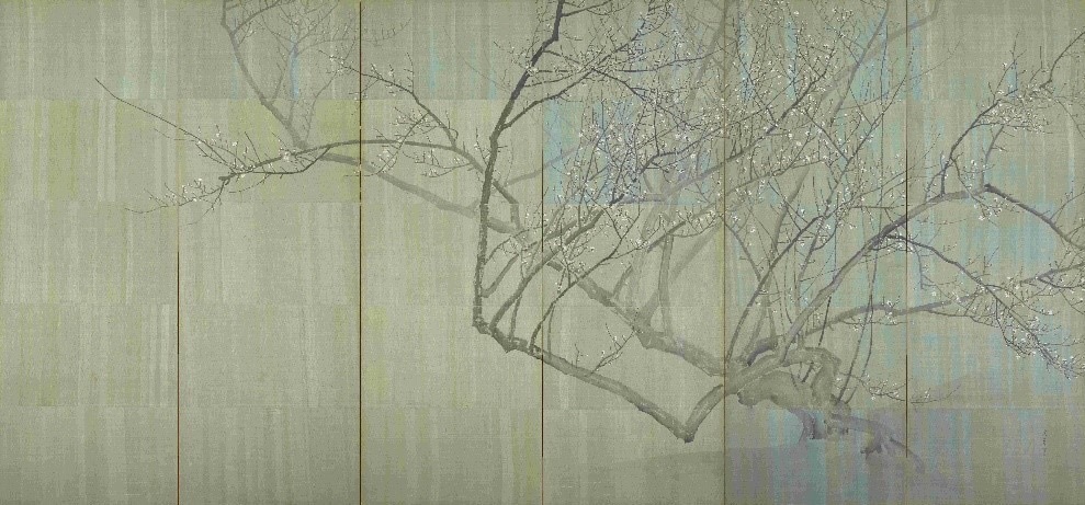 重要文化財 呉春筆 《白梅図屏風》(右隻) 江戸時代後期 逸翁美術館蔵
