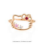 カナル 4℃×ハローキティ、ストーンきらめく猫耳リングやりんご型の石座を飾ったネックレス｜写真5