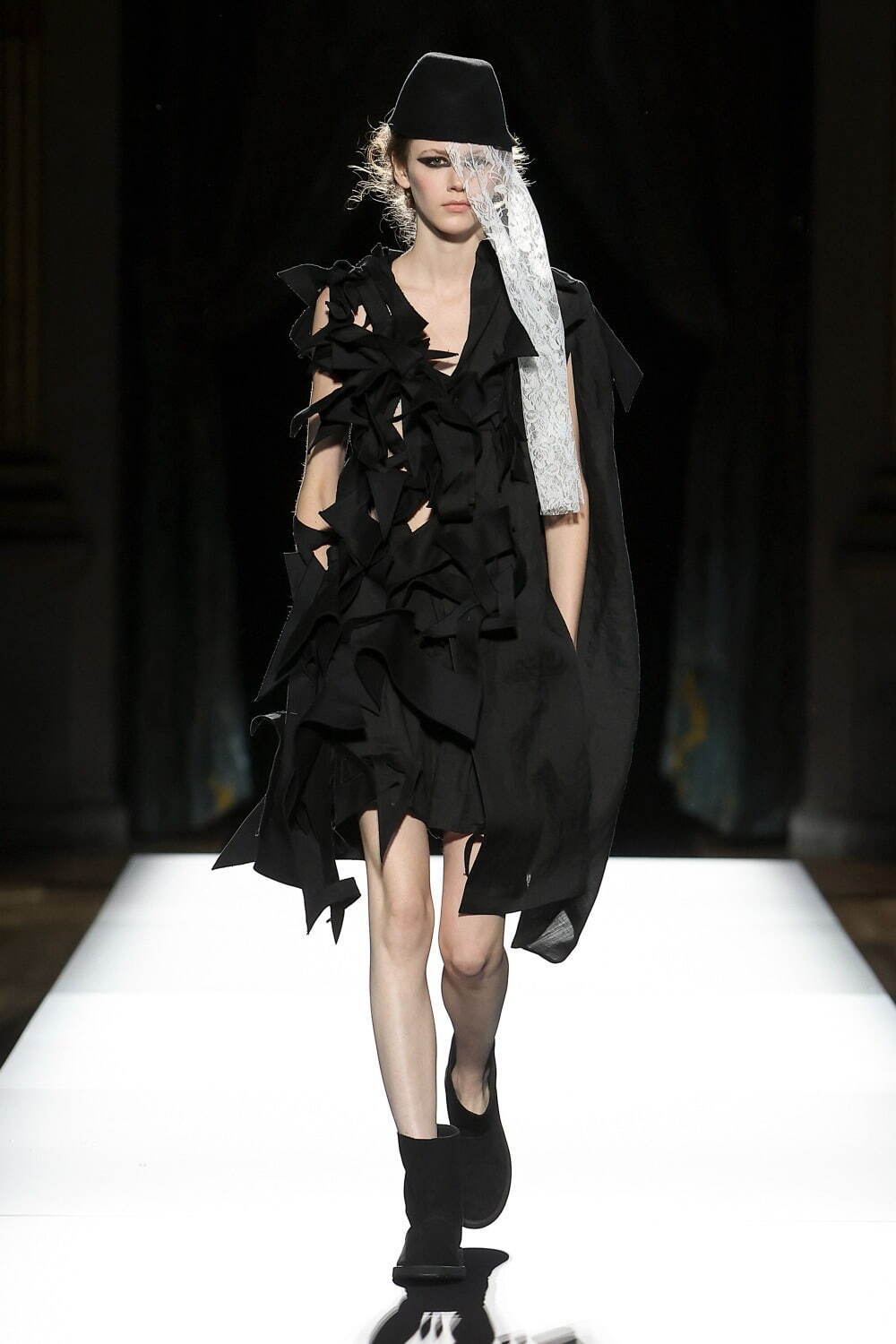 ヨウジヤマモト Yohji Yamamoto オフショルダー ミニワンピース S