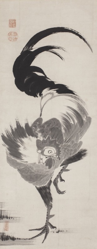 伊藤若冲 《鶏図》 江戸時代 18世紀 紙本・墨画 個人蔵