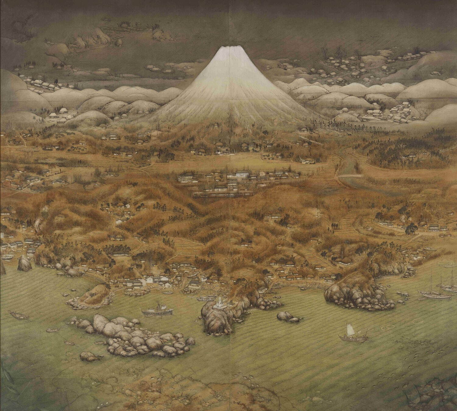 不染鉄 《山海図絵(伊豆の追憶)》 大正14年(1925年)
紙本着色 公益財団法人 木下美術館