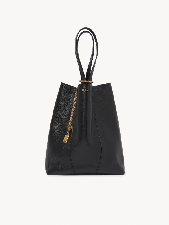 Chloe 国内発送 スモールスピントートバッグ Chloé グレインレザー製 Chloé Spinスモールトートバッグ の茶色