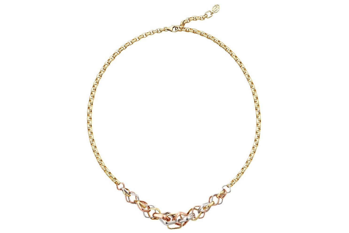 Cartier ーズゴールド ネックレス 2つのリングデザイン top.jpg