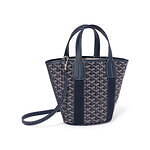 ゴヤール“タツノオトシゴ”刺繍のネイビー色トートバッグ、レザー＆キャンバスのリバーシブル仕様｜写真3