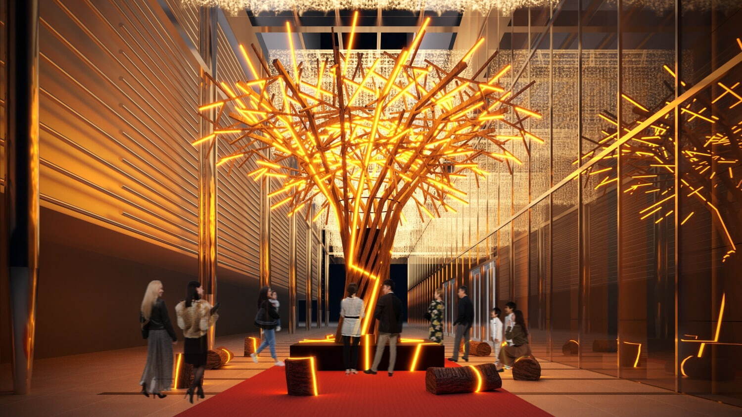 東京ミッドタウン八重洲の2024年クリスマスイルミネーション、“金継ぎ”着想の輝くツリーなど｜写真10