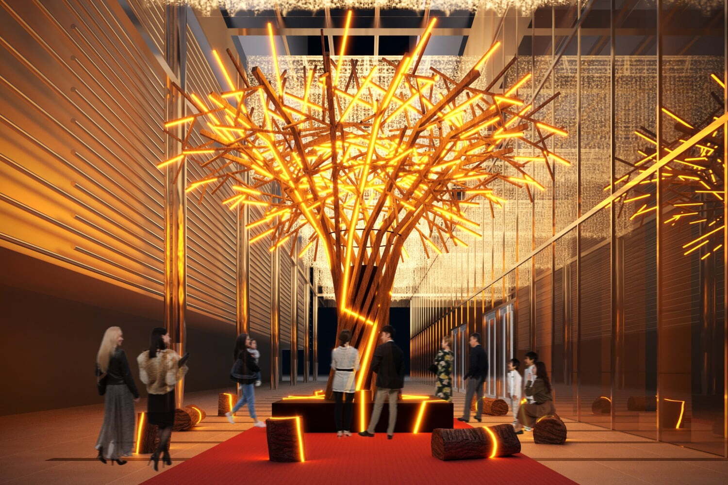 クリスマス｜東京ミッドタウン八重洲の2024年クリスマスイルミネーション、“金継ぎ”着想の輝くツリーなど