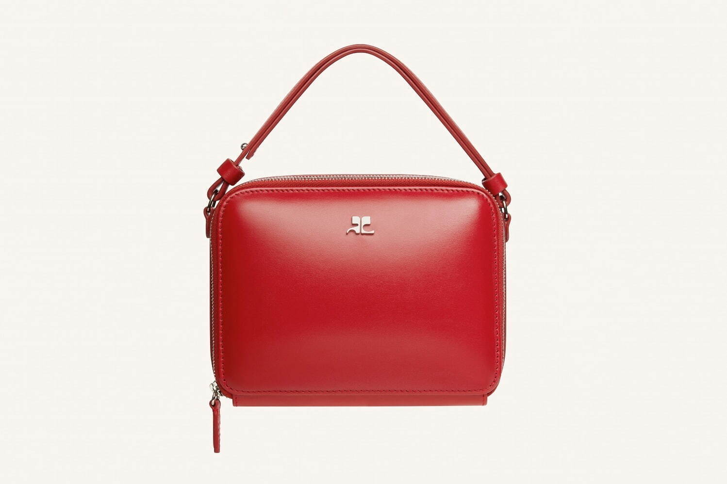 特価商品  クレージュ“円形ハンドル”「ホーリーバッグ」レッドやくすみ バッグ