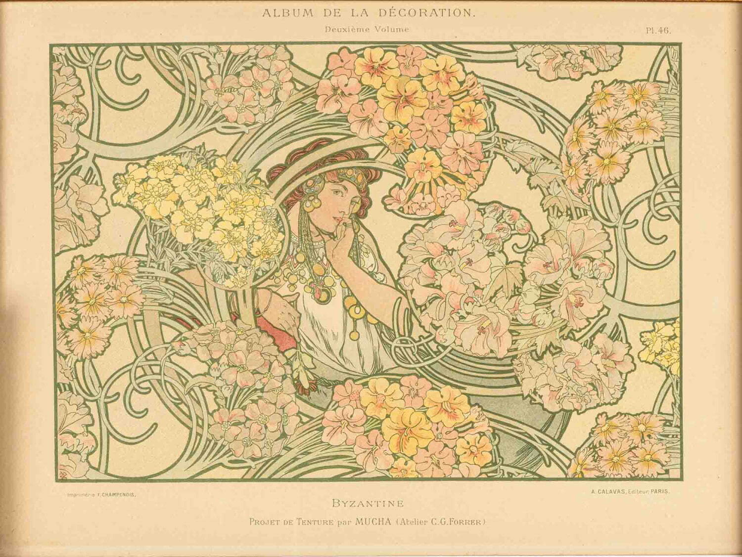 アルフォンス・ミュシャ 書籍『装飾アルバム』より《ビザンティン》(pl.46) 1900年 チマル・コレクション