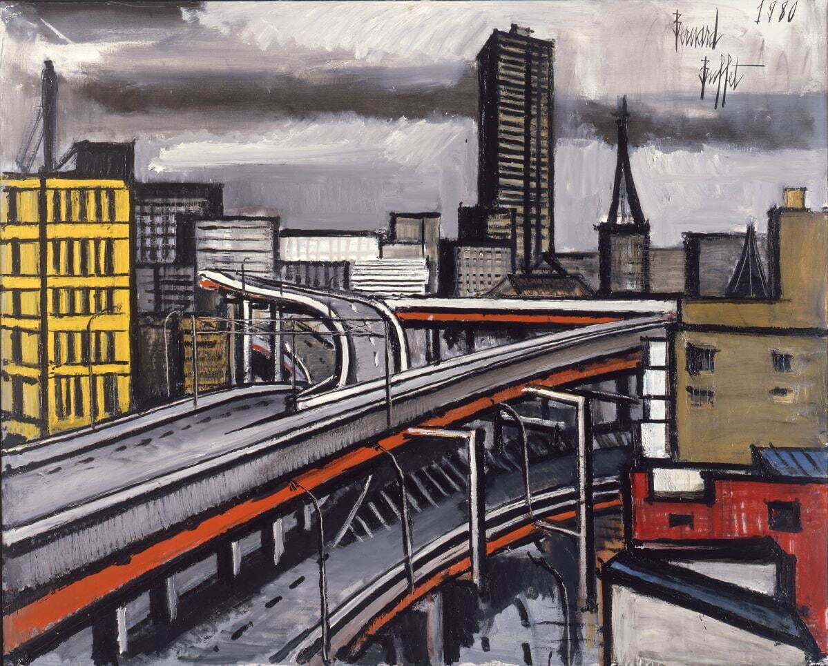 ベルナール・ビュフェ 《東京の高速道路》 1980年 油彩