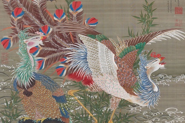 楽天市場】絵画 額入り 壁掛け F4 伊藤若冲 日本の名画 複製画