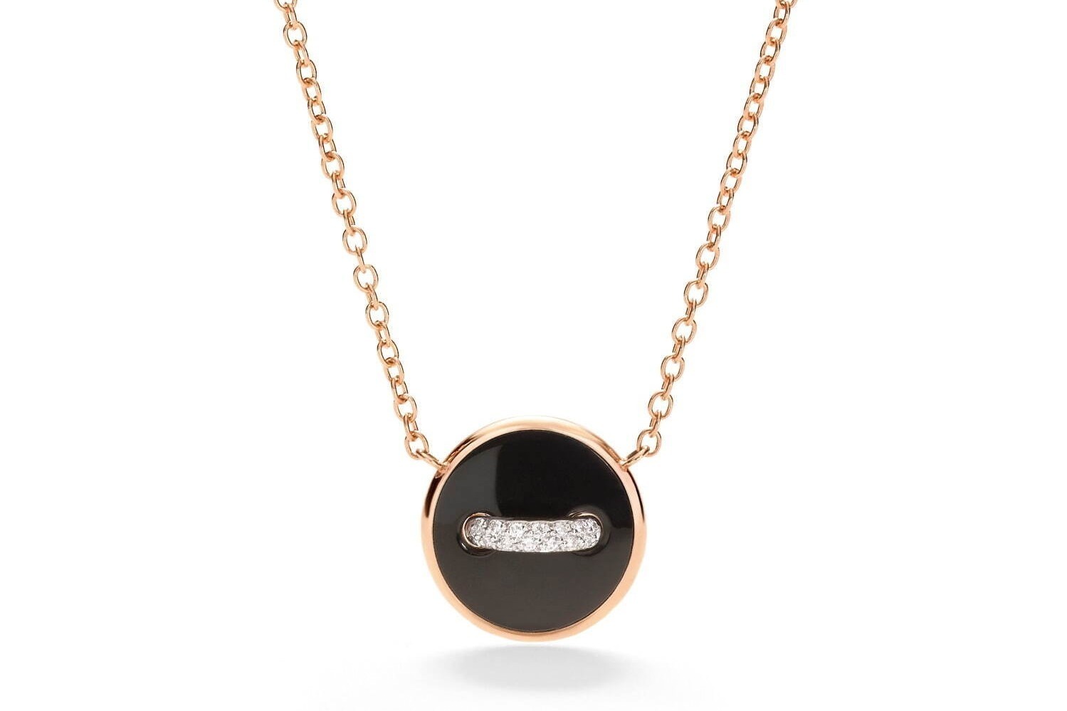 ポメラート“ボタン”モチーフのお守りジュエリー「ポムポムドット」漆黒オニキスのリバーシブルネックレス