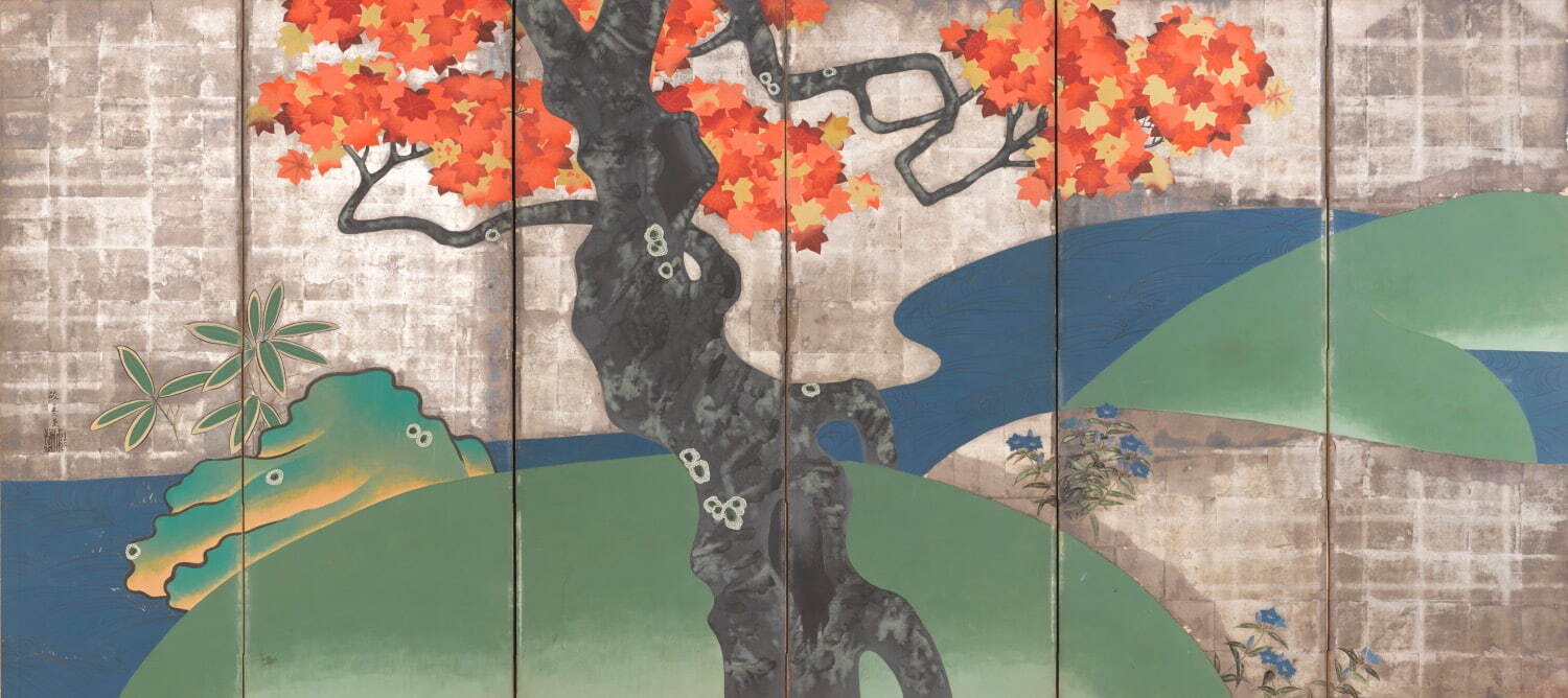 山本素堂 《朱楓図屛風》 江戸時代後期