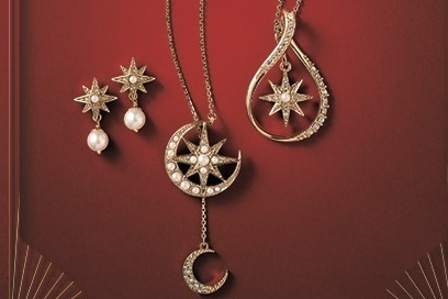 ランバン オン ブルー“月＆星”24年クリスマスジュエリー、しずくと星のマルチウェイネックレスなど