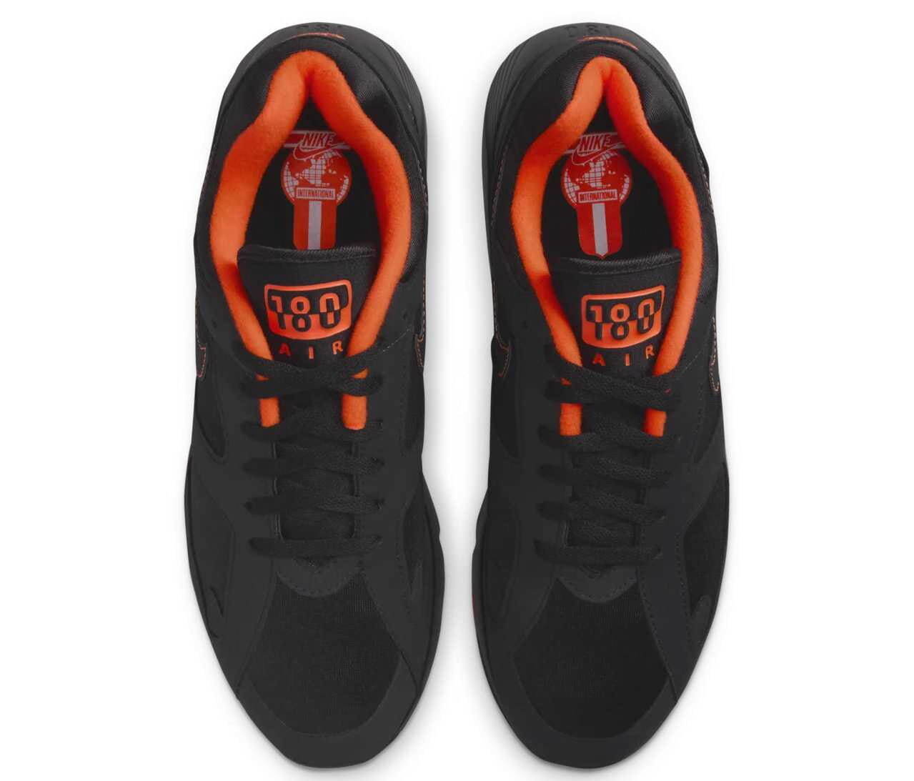 ナイキのスニーカー「エア 180」マットブラック×オレンジの
