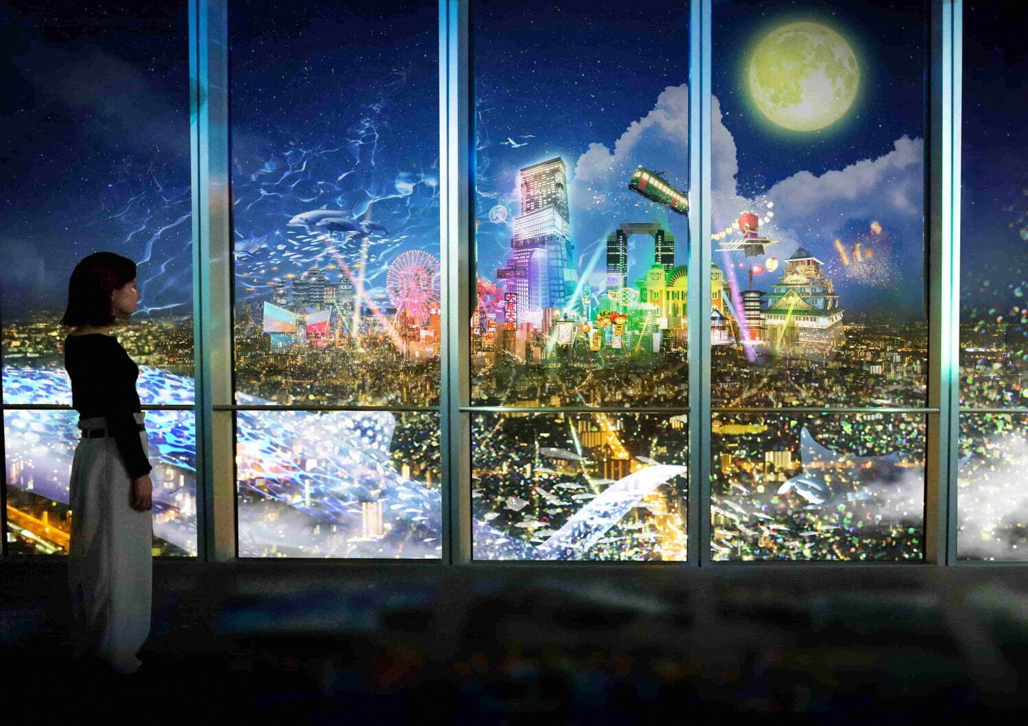 あべのハルカス展望台×ネイキッド、“360度”夜景に大阪名所のプロジェクションマッピング｜写真5