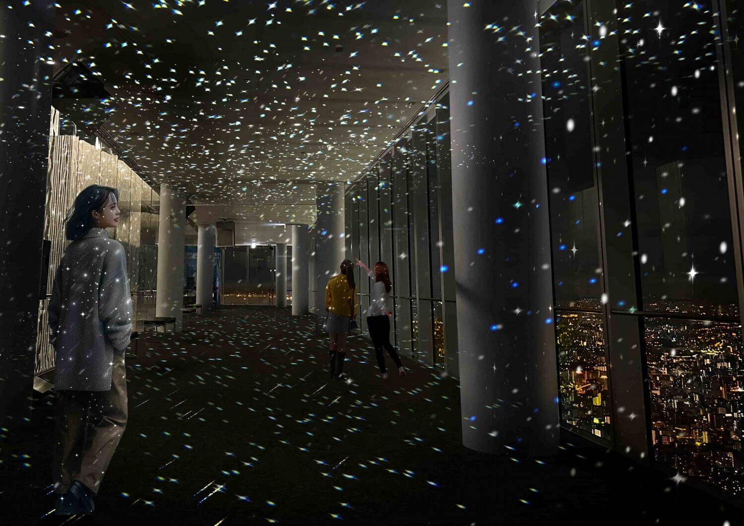 あべのハルカス展望台×ネイキッド、“360度”夜景に大阪名所のプロジェクションマッピング｜写真3