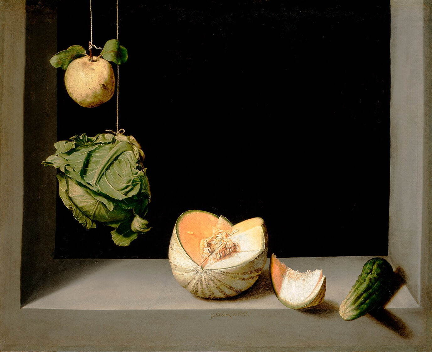 フアン・サンチェス・コターン 《マルメロ、キャベツ、メロンとキュウリのある静物》
1602年頃 油彩／カンヴァス サンディエゴ美術館
© San Diego Museum of Art