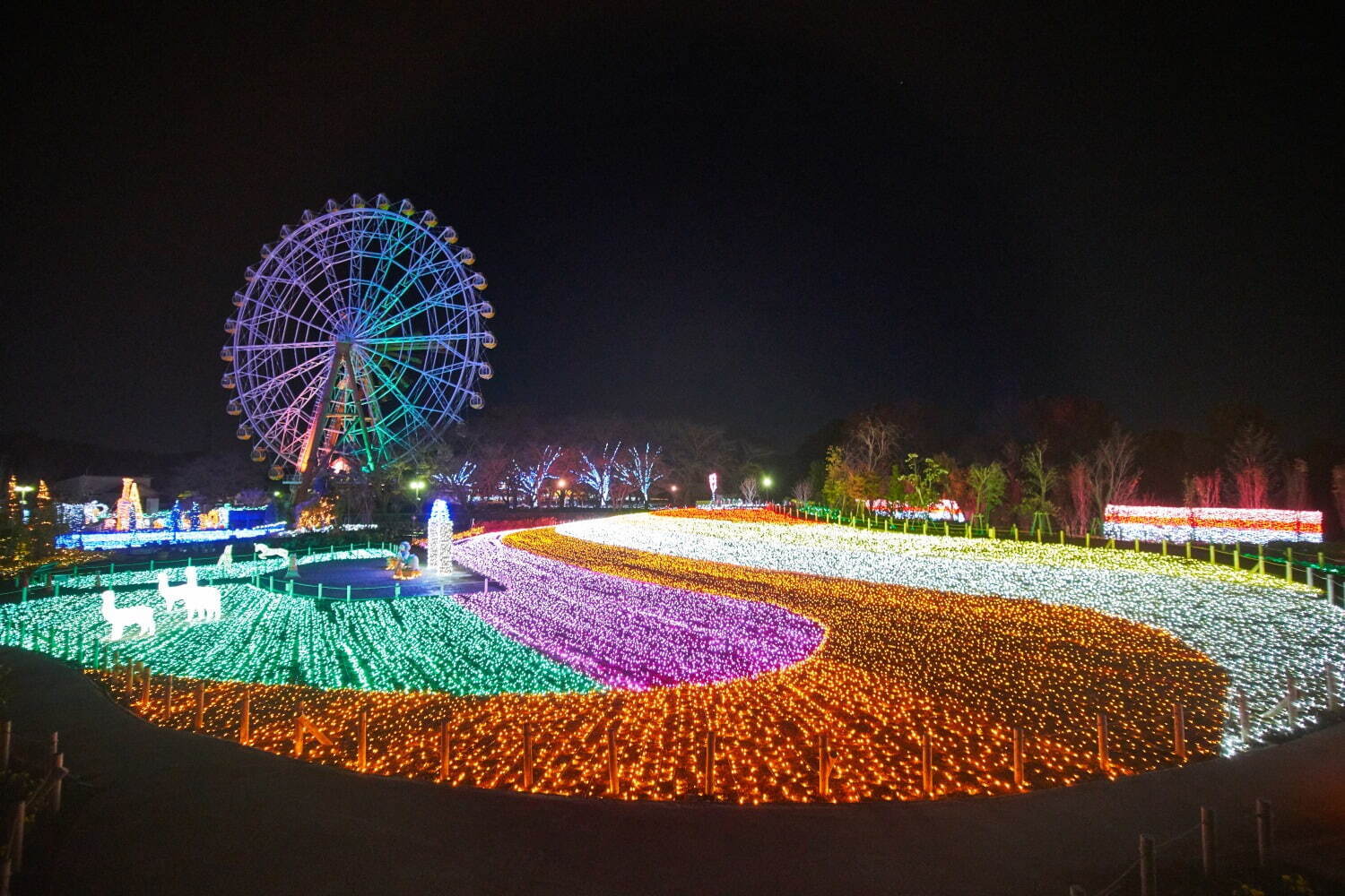 東武動物公園「ウィンターイルミネーション2024-2025」光の桜や動物オブジェのライトアップ｜写真7