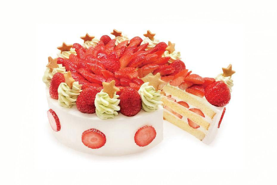 カフェコムサの24年クリスマス、ピスタチオツリー飾ったショート＆苺とマンゴーの贅沢ケーキ｜写真1