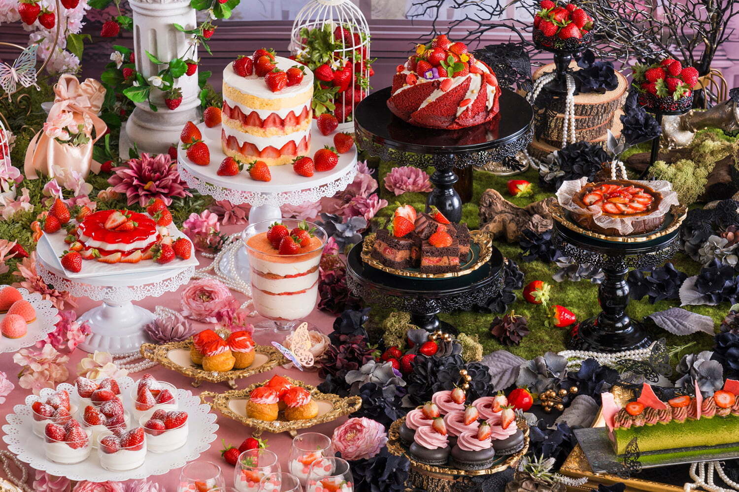 苺ビュッフェ｜“妖精＆魔女”着想いちごスイーツビュッフェがヒルトン福岡シーホークで、あまおうムースや八女抹茶ケーキ