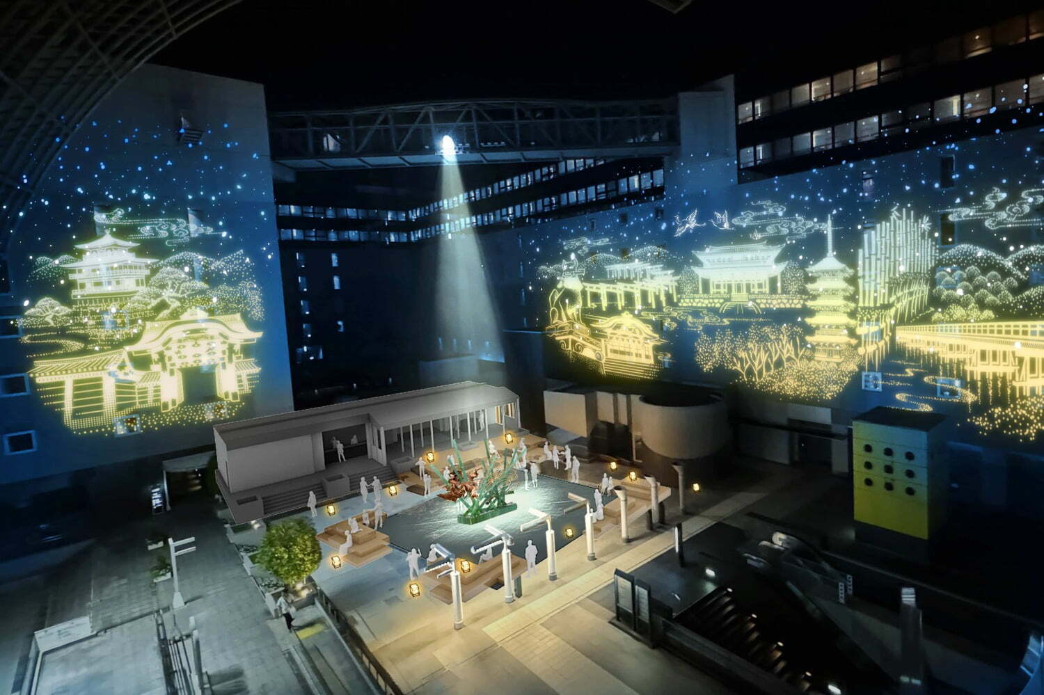 イルミネーション｜京都駅ビルの新ライトアップスポット「光の和絵巻」ネイキッドが四季折々の京都を表現