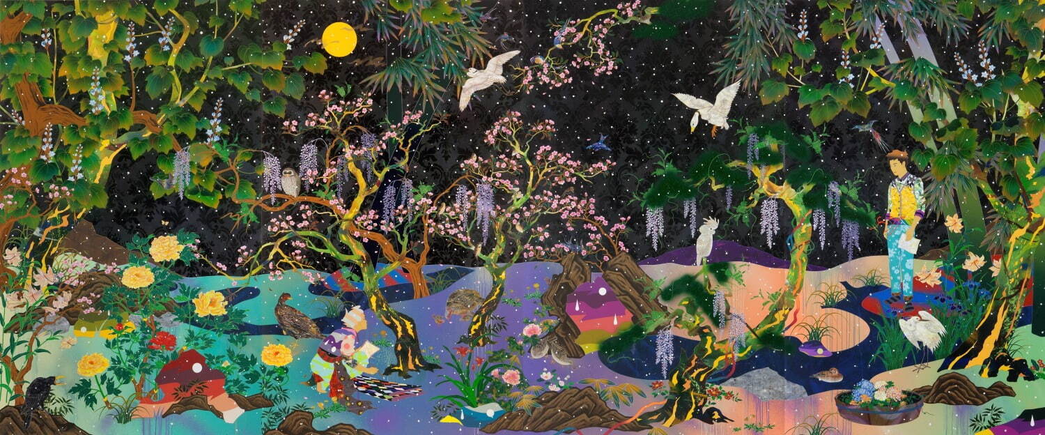 松山智一 《We Met Thru Match.com》 2016年
H254xW610cm  Acrylic and mixed media on canvas