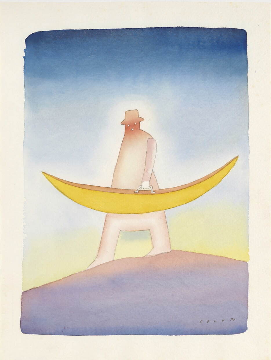 ジャン=ミッシェル・フォロン 《月世界旅行》 1981年
水彩 フォロン財団蔵
©Fondation Folon, ADAGP/Paris, 2024-2025
