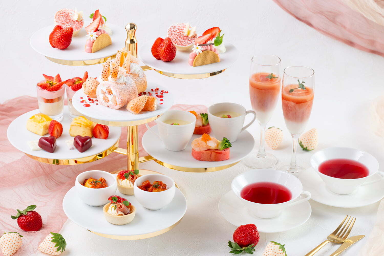 プリン｜ザ・プリンス パークタワー東京“苺尽くし”アフタヌーンティー、白いちごのケーキやあまおうのティラミス