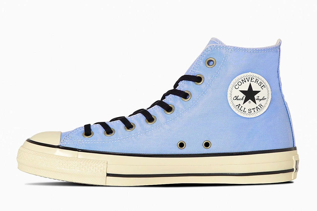 ハイカットスニーカー｜コンバース“古着のワークウエア”着想スニーカー「オールスター US」ブリーチ加工のツイル素材アッパー