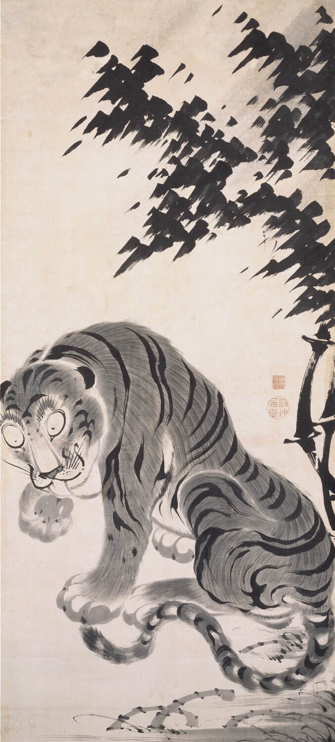 《竹虎図》（部分） 伊藤若冲筆 梅荘顕常賛 江戸時代 18世紀 鹿苑寺蔵