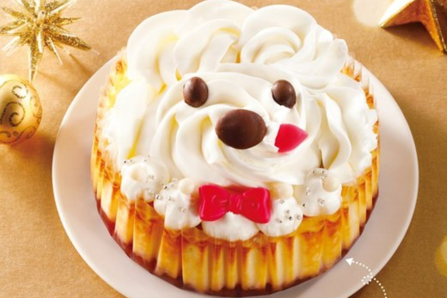 クリスマスケーキ｜“真っ白＆ふわふわ犬”のクリスマスケーキ「いぬぬバスクチーズケーキ」全国ミニストップで、1人用も