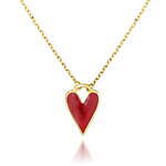 スタージュエリー“漆塗りの光沢を纏う”ハートモチーフのネックレス、朱赤＆黒漆の2種｜写真3