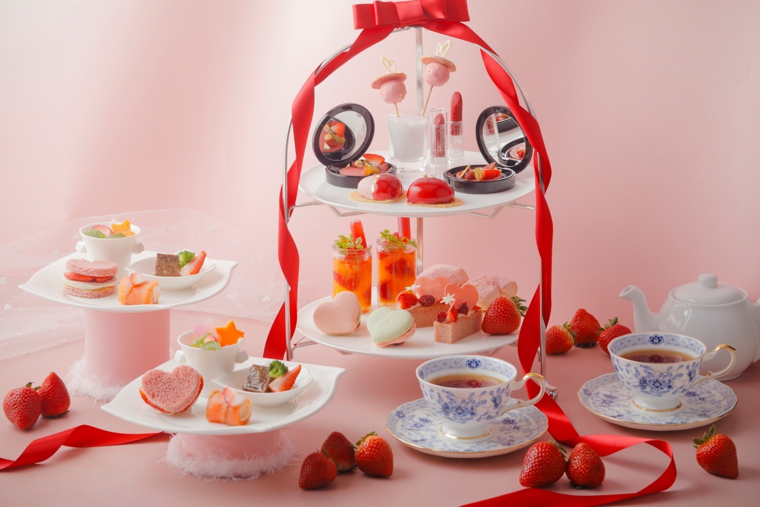 高級紅茶｜琵琶湖マリオットホテル、“ハート＆メイクアイテム”モチーフのいちご尽くしアフタヌーンティー
