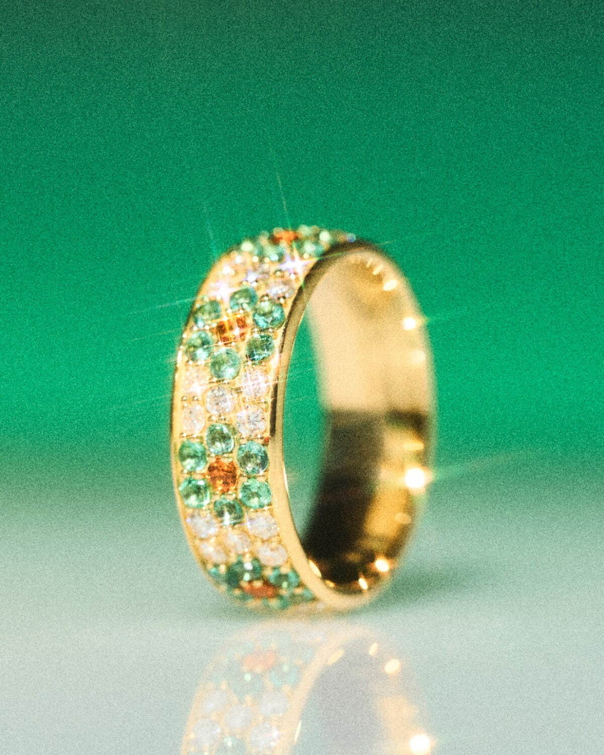 flower pave ring green 786,000円