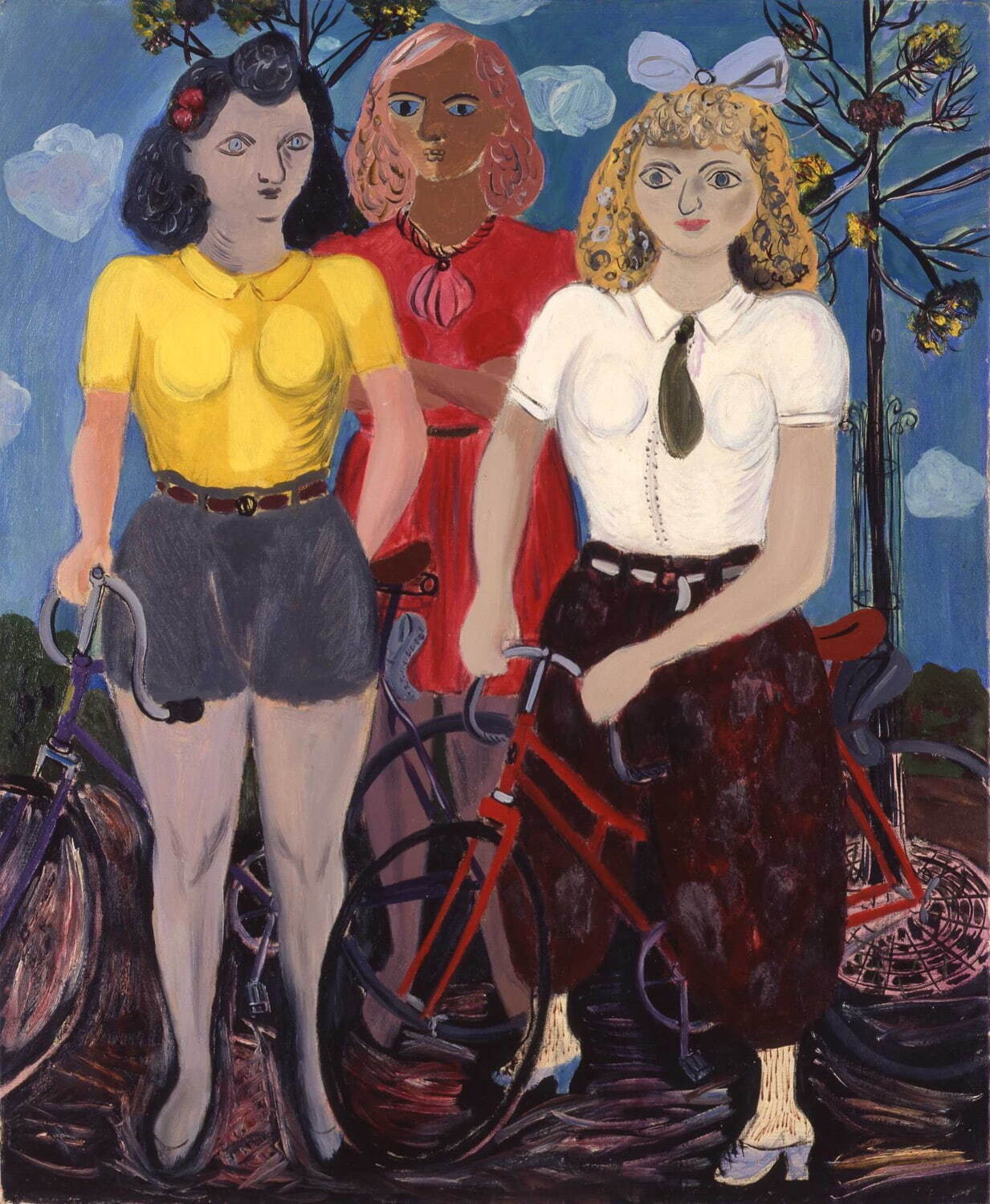 猪熊弦一郎 《三人娘と自転車》 1938年 © 公益財団法人ミモカ美術振興財団