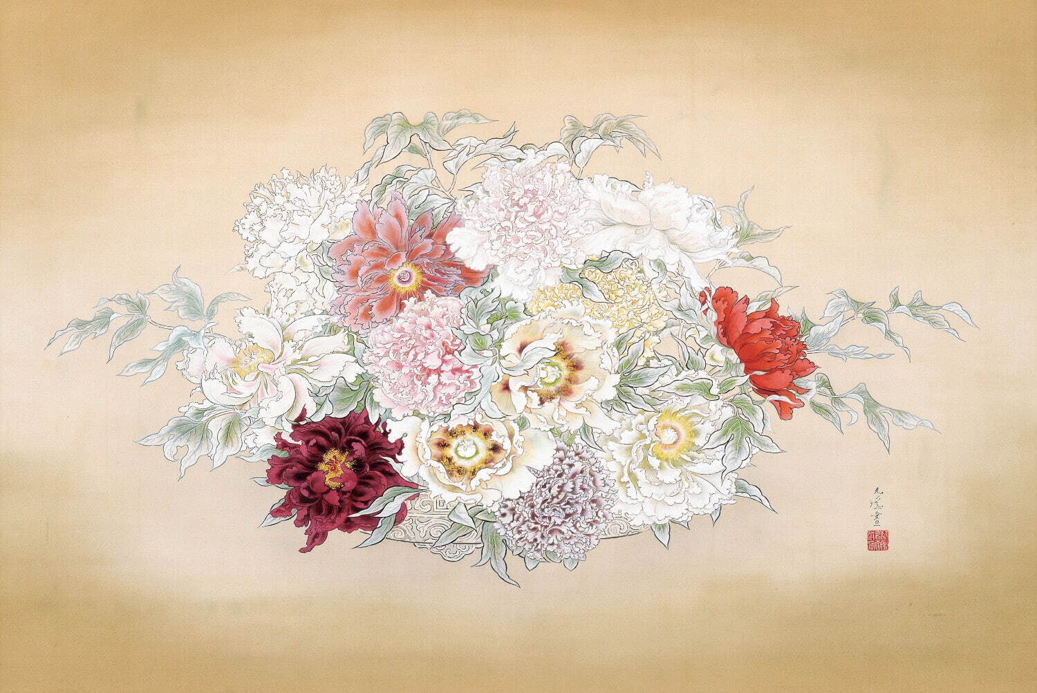 石崎光瑤 《聚芳》 昭和19年(1944年) 南砺市立福光美術館蔵