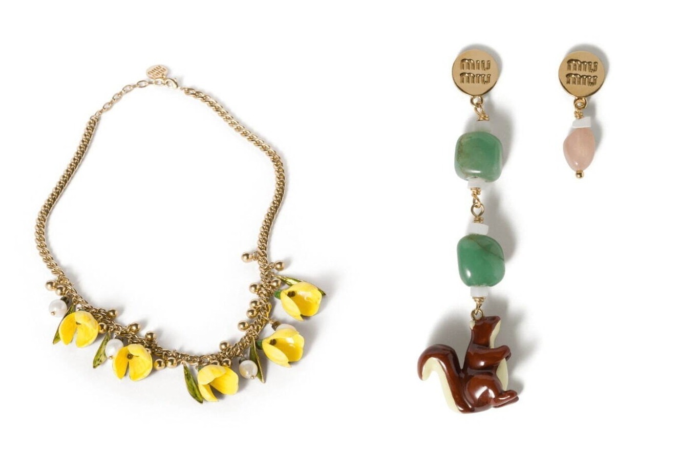 ブレスレット｜ミュウミュウ“まるでおとぎ話”チューリップのネックレス＆リスが揺れるアシンメトリーピアス