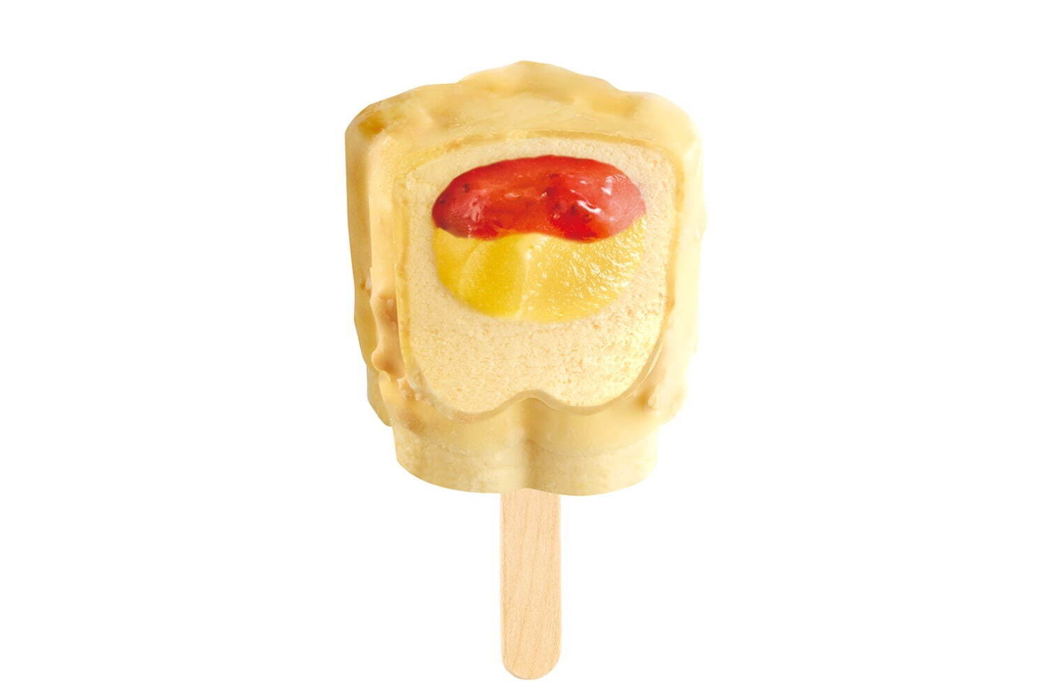 丸永製菓“ナポレオンパイ”風味の「あいすまんじゅう」コク深カスタードアイス×いちご果肉入りソース｜写真2