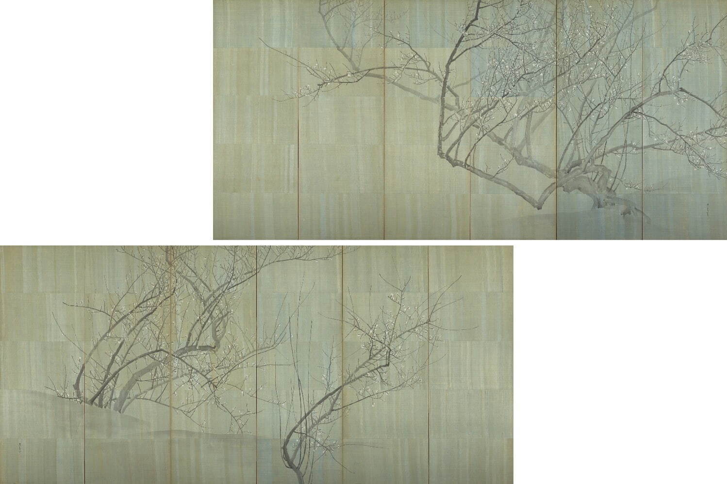 重要文化財 呉春 《白梅図屏風》