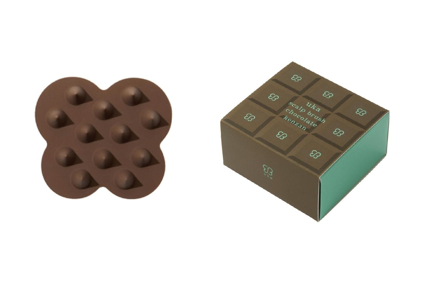 uka“チョコレート色”のスカルプブラシ「ケンザン」