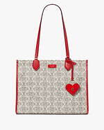 限定】Kate Spade ハート刺繍ジャガード バケツ型トートバッグ
