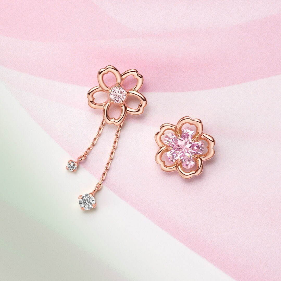 カナル 4℃「桜」ジュエリー、春風に揺れるサクラネックレスや