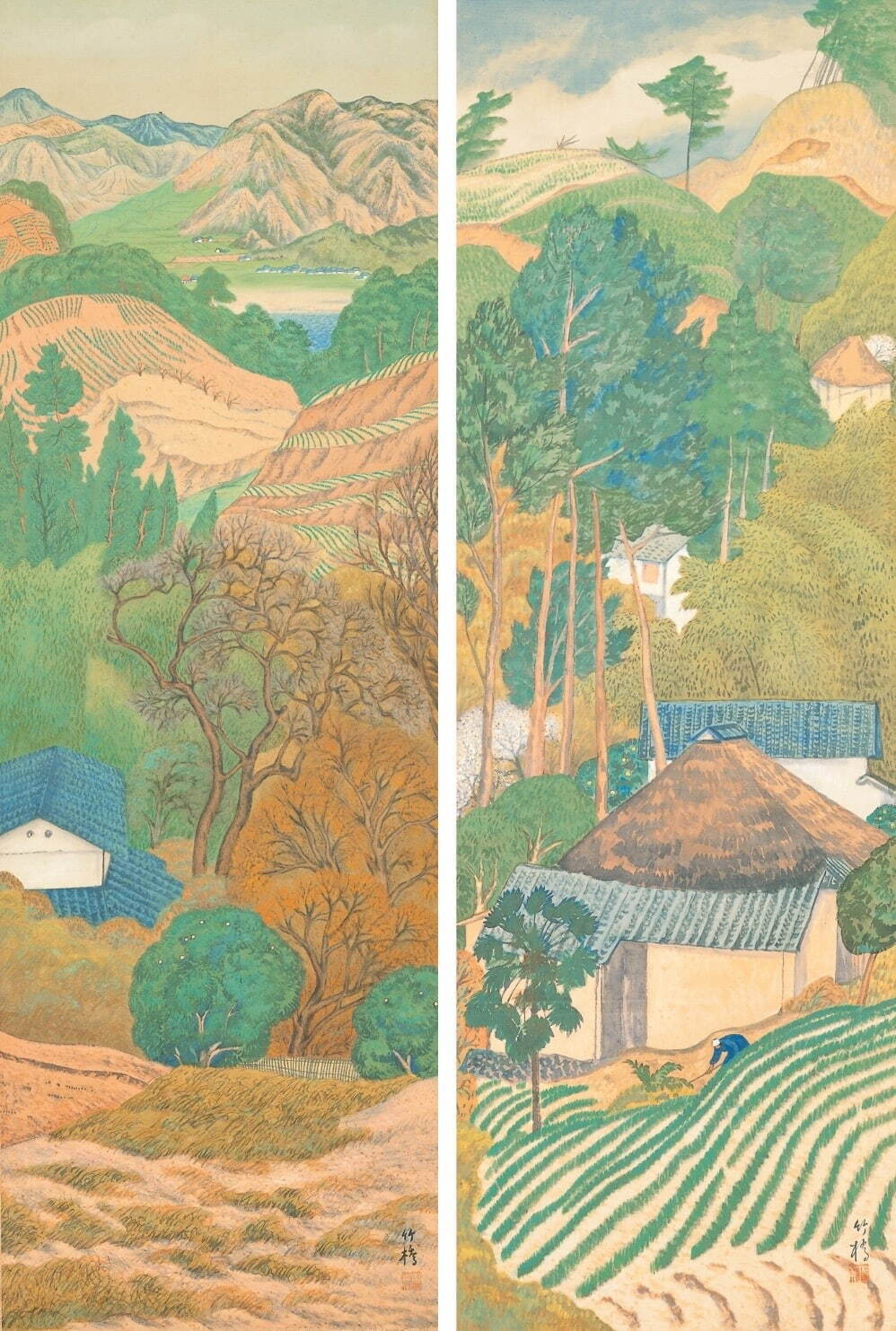 小野竹喬 《島二作(早春・冬の丘)》 大正5年(1916年) 笠岡市立竹喬美術館蔵