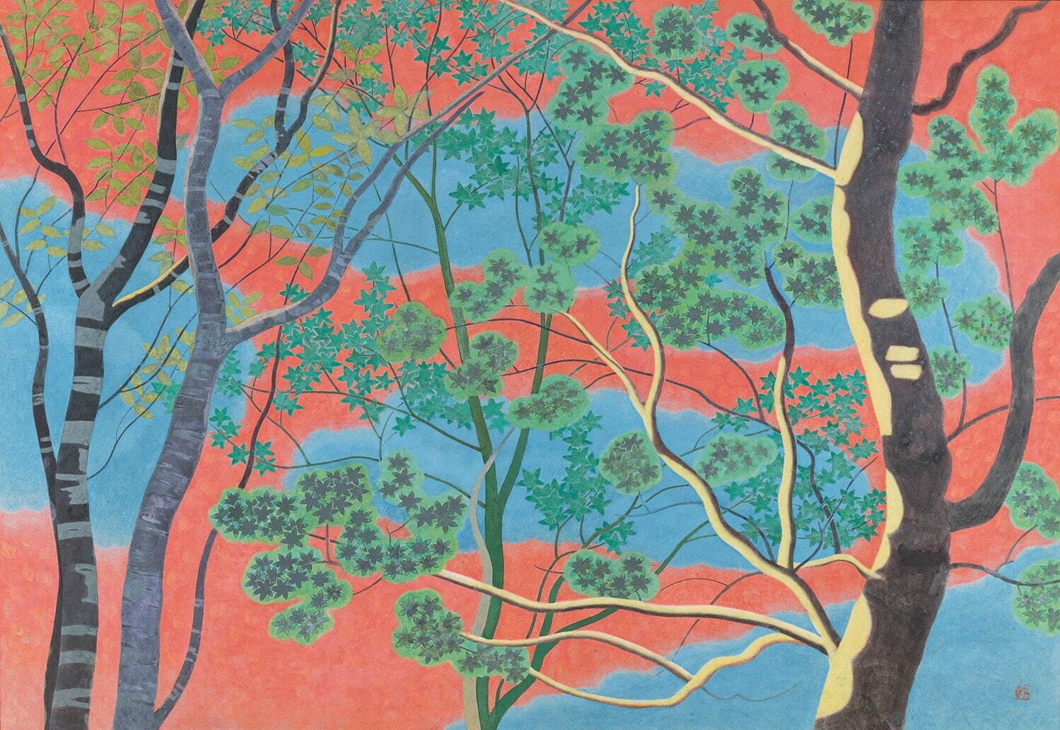 小野竹喬 《樹間の茜》 昭和49年(1974年) 笠岡市立竹喬美術館蔵