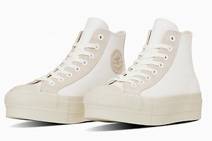 コンバース、白レザー×スエードの「オールスター アール」ハイカットスニーカー