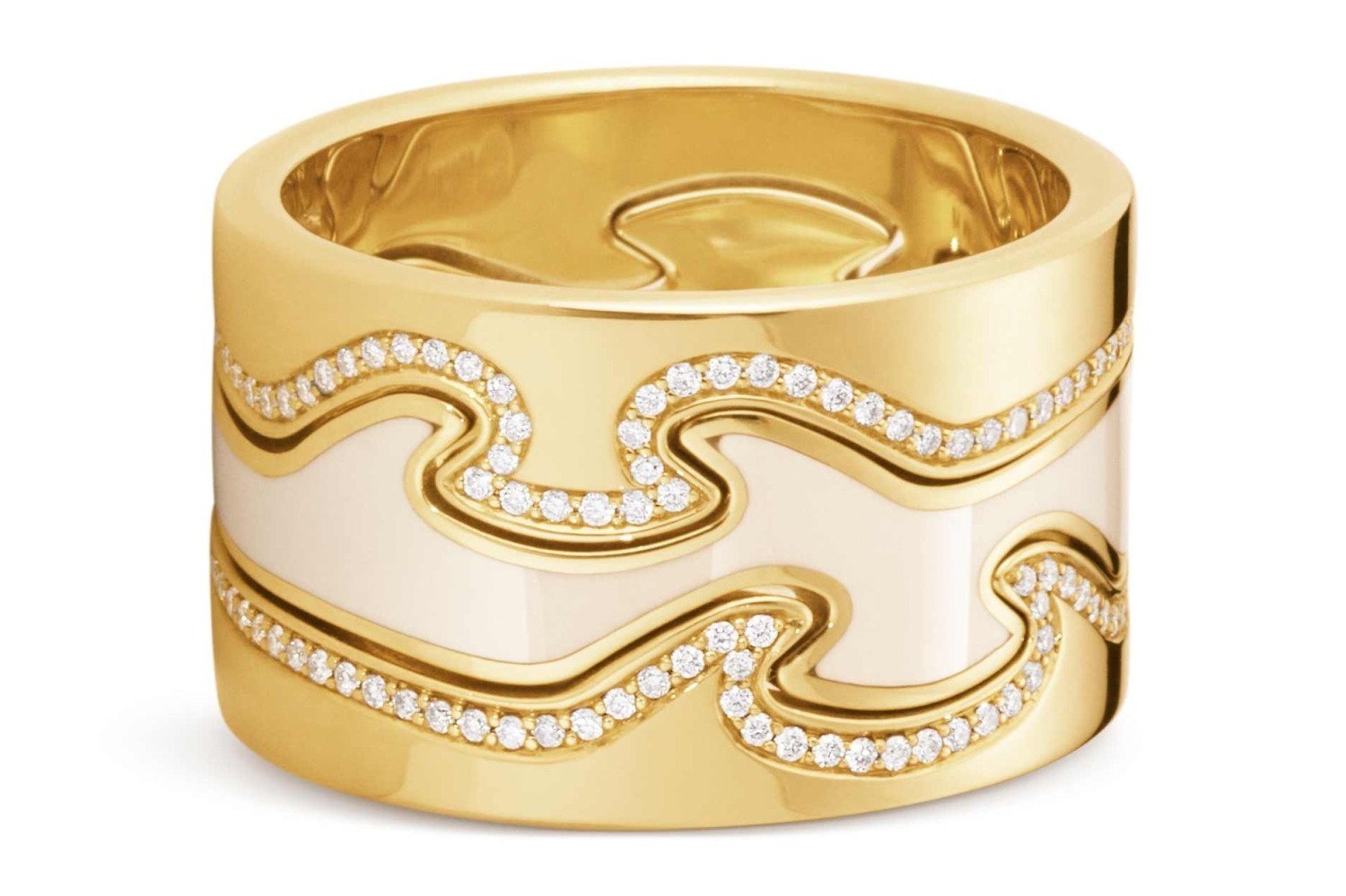 V*様 ジョージジェンセンSV ツイストデザイン リング シルバーのシンプルなデザインから、ゴールドにダイヤモンドが