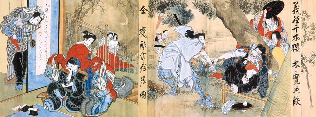 河田小龍 《義経千本桜 加賀見山旧錦絵(横幟)》(部分) 一張 安政4年(1857年)
高知県立歴史民俗資料館 ［9月10日(水)～10月6日(月)展示］