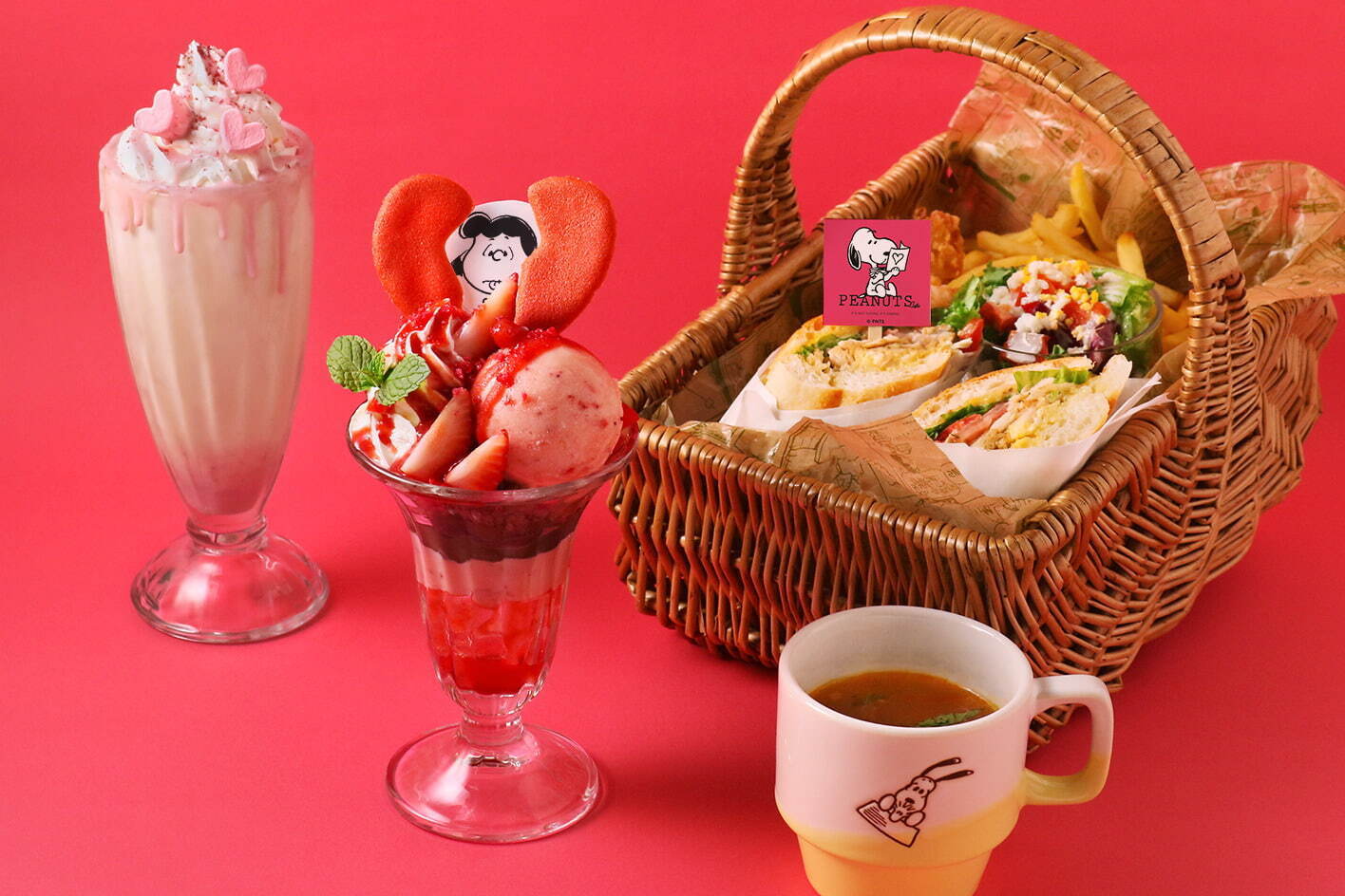 ピーナッツ カフェ25年バレンタイン、ルーシーの恋心をテーマにしたデザートプレートやハートドリンク｜写真7